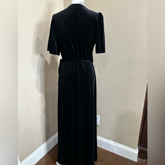 MEROKEETY Women's V Neck Wrap Velvet Maxi Dress Bell Sleeve, NWT! - Picture 7 of 13
